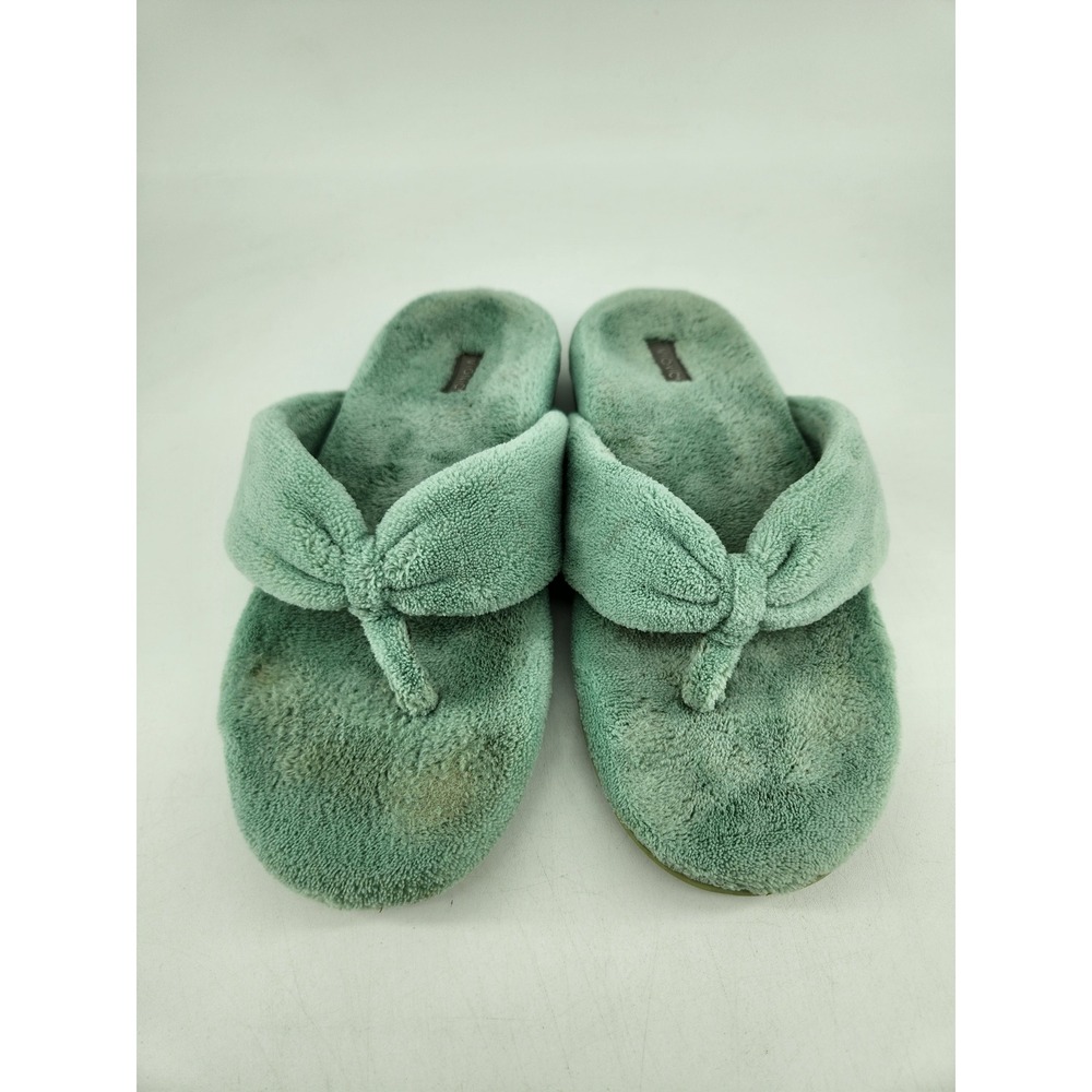Vionic Lydia Slippers Womens 8 Sage Green Plush Thong Flip Flop Orthopedic - Picture 3 of 12